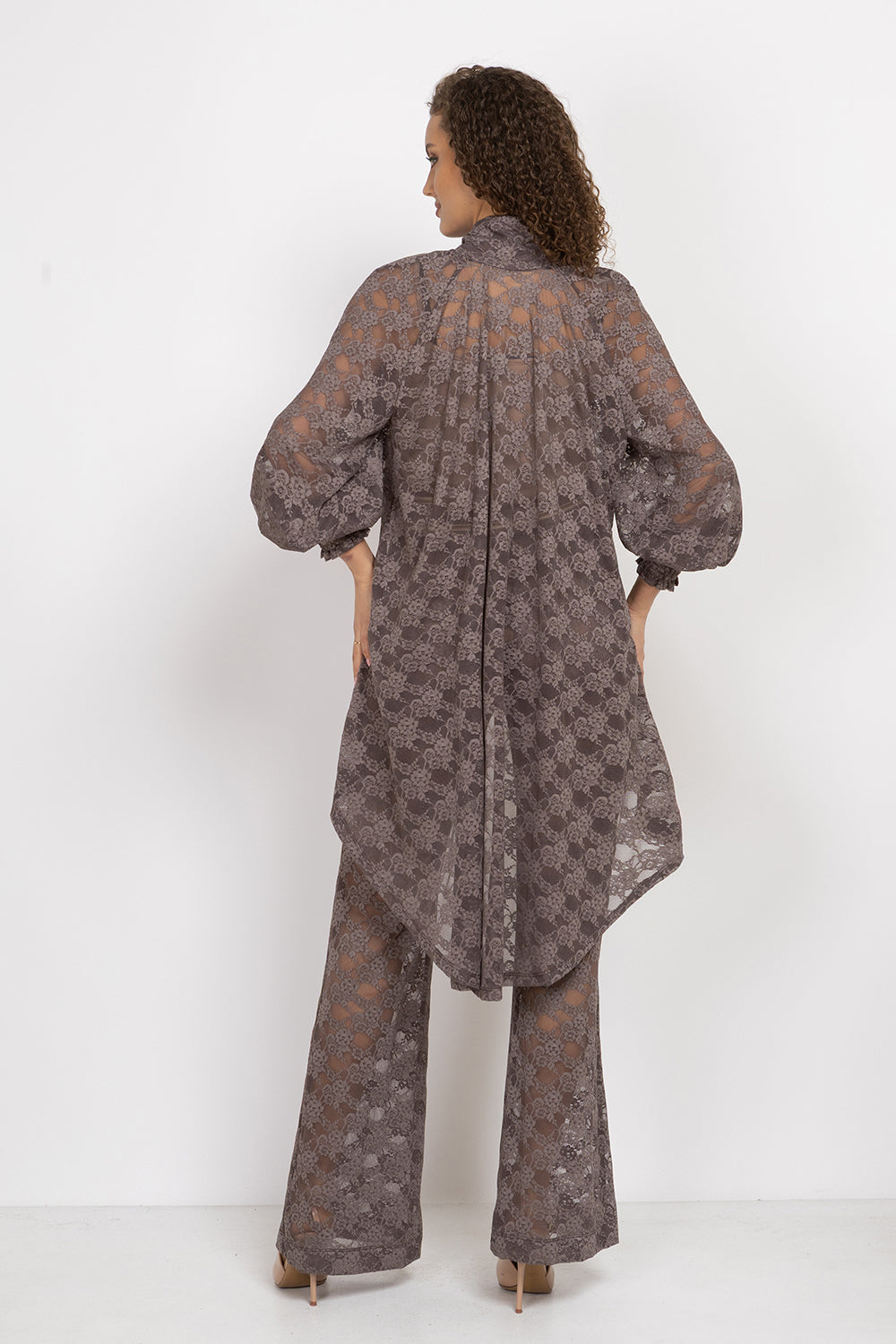 MOCHA LACE CHARLESTON PANTS WITH SEPARATE COTTON SHORTS LINING - ESSENTIALS JIORO ЧАРЛСТОН ПАНТАЛОН ОТ ДАНТЕЛА В МОКА С ОТДЕЛНИ ПАМУЧНИ ПАНТАЛОНКИ - ESSENTIALS JIORO