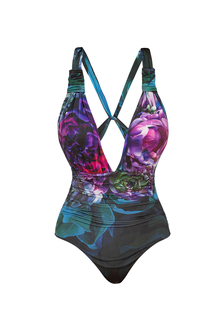 ONE-PIECE RUCHED SWIMSUIT - PEONIES JIORO ЦЯЛ БАНСКИ С НАБОРИ - PEONIES JIORO