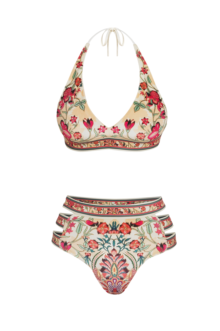 VELVET BIKINI-STYLE BOTTOM - PAISLEY RED JIORO ДОЛНИЩЕ С ВИСОКА ТАЛИЯ ОТ КАДИФЕ - PAISLEY RED JIORO