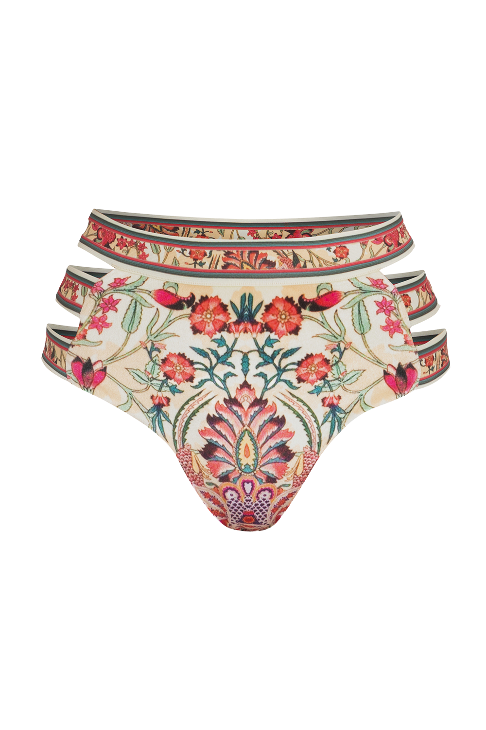 VELVET BIKINI-STYLE BOTTOM - PAISLEY RED