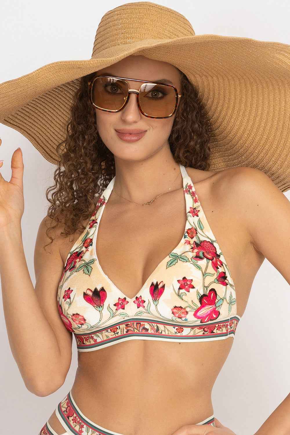 TRIANGLE VELVET TOP - PAISLEY RED