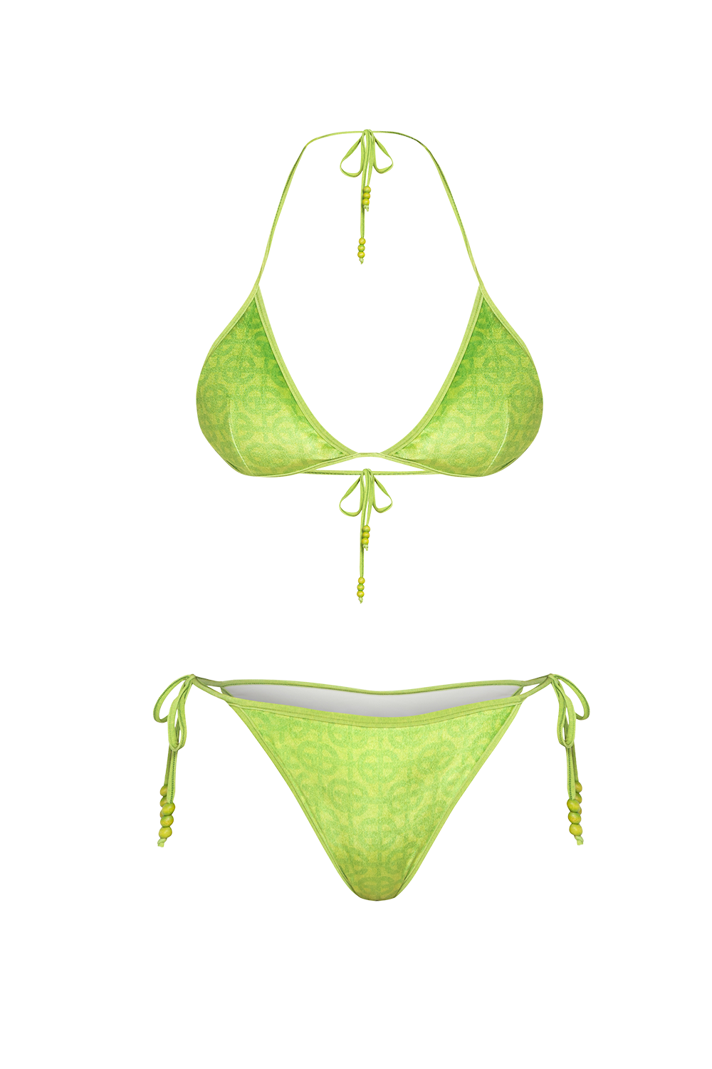 VELVET TRIANGLE TOP - ACID GREEN LOGO