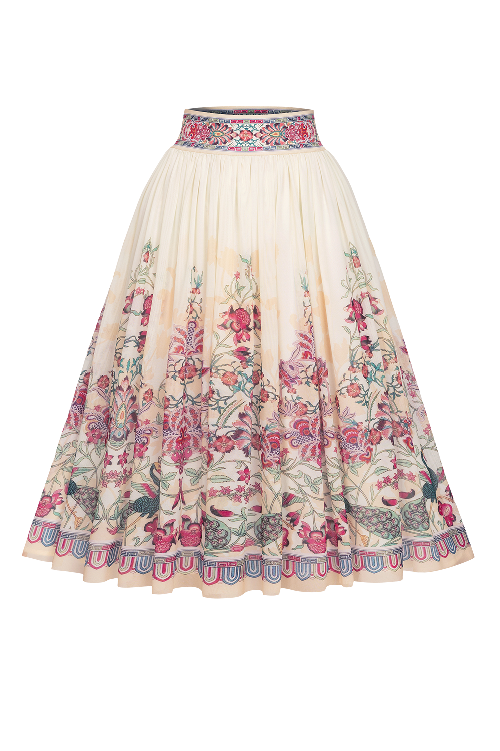 MESH SKIRT WITH ELASTIC WAIST AND VISCOSE LINING - PAISLEY RED JIORO ПОЛА ОТ МРЕЖА С ЕЛАСТИЧЕН КОЛАН И ВИСКОЗНА ПОДПЛАТА - PAISLEY RED JIORO