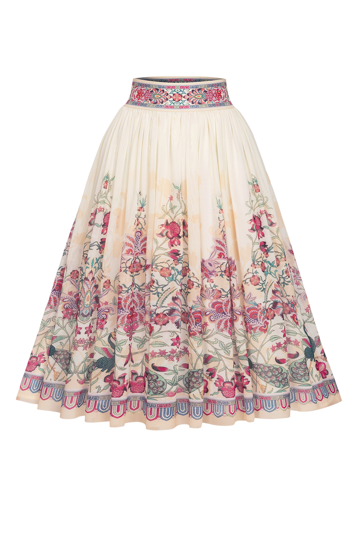 MESH SKIRT WITH ELASTIC WAIST AND VISCOSE LINING - PAISLEY RED JIORO ПОЛА ОТ МРЕЖА С ЕЛАСТИЧЕН КОЛАН И ВИСКОЗНА ПОДПЛАТА - PAISLEY RED JIORO