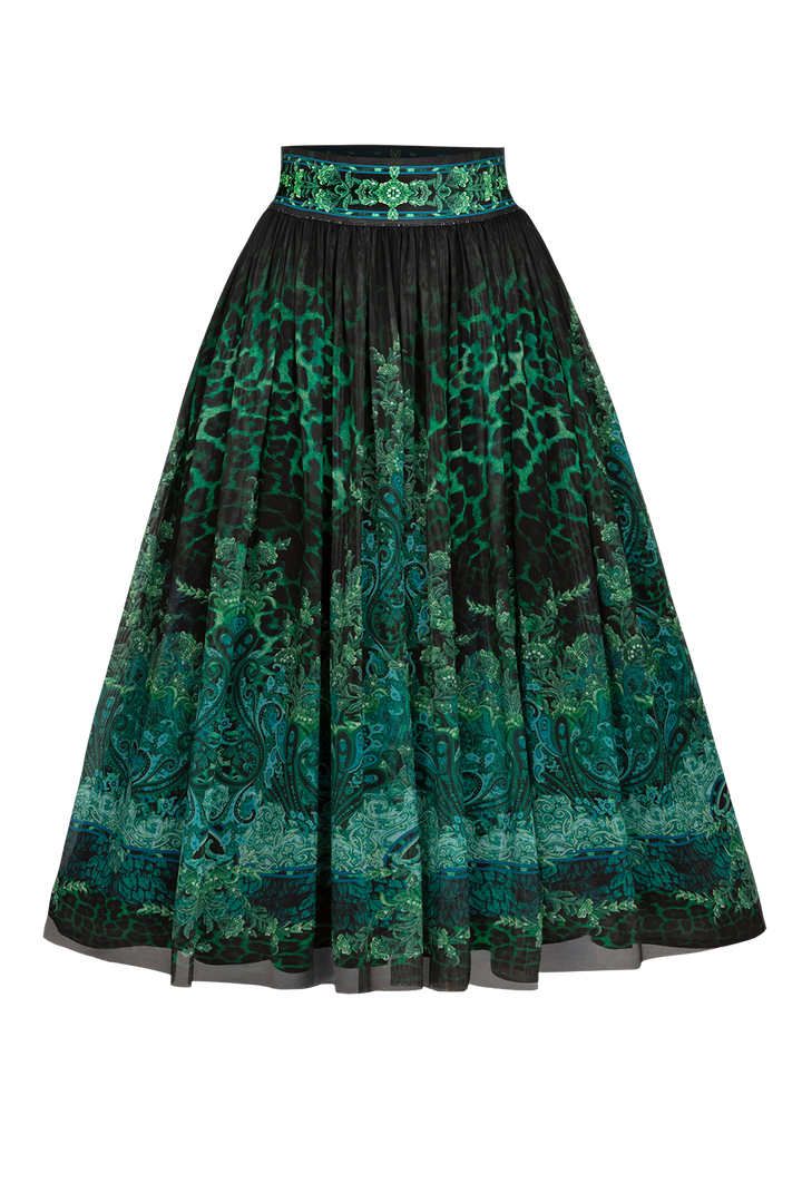 MESH SKIRT WITH ELASTIC WAIST AND VISCOSE LINING - LEO NEON GREEN JIORO ПОЛА ОТ МРЕЖА С ЕЛАСТИЧЕН КОЛАН И ВИСКОЗНА ПОДПЛАТА - LEO NEON GREEN JIORO