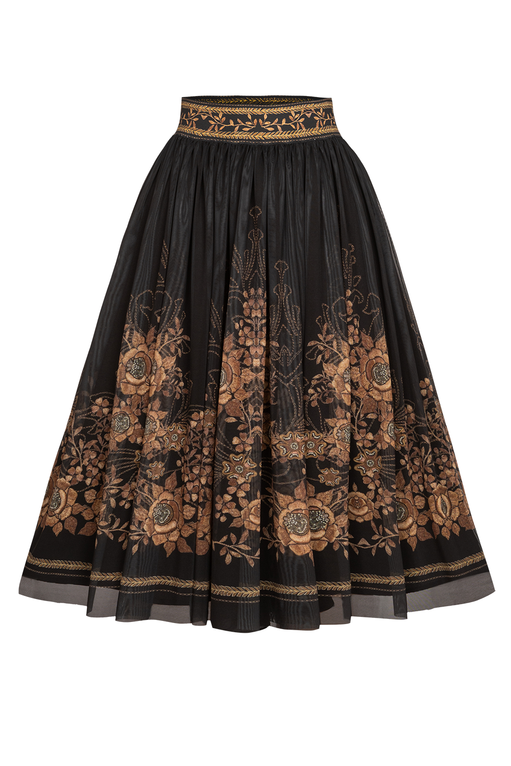 MESH SKIRT WITH ELASTIC WAIST AND VISCOSE LINING - GOLDEN ROSES JIORO ПОЛА ОТ МРЕЖА С ЕЛАСТИЧЕН КОЛАН И ВИСКОЗНА ПОДПЛАТА - GOLDEN ROSES JIORO