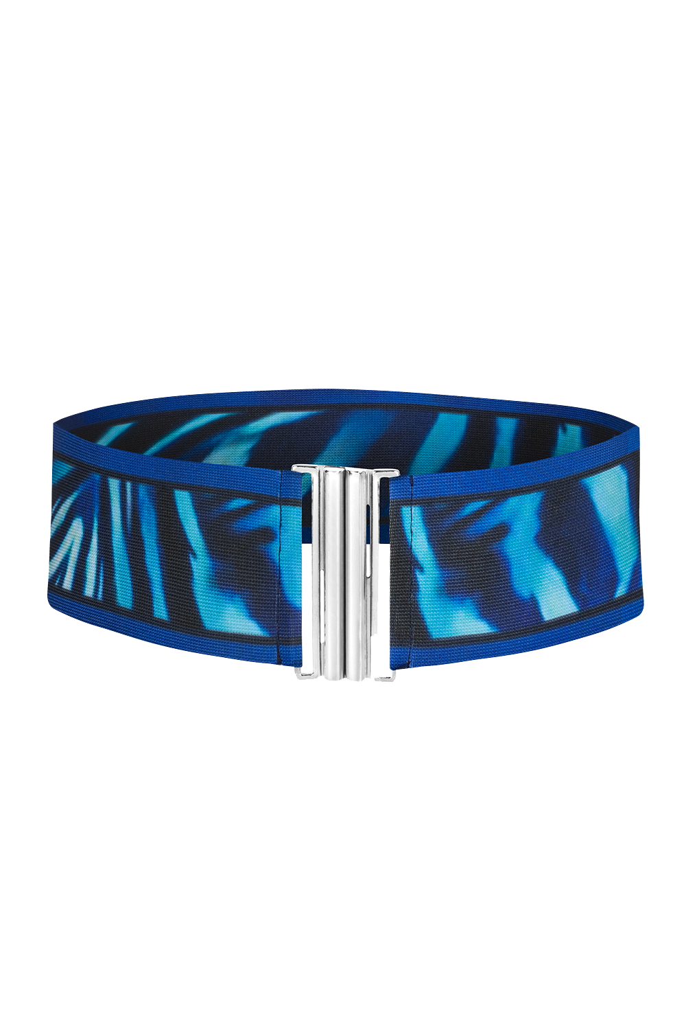 WIDE ELASTIC BELT WITH METAL BUCKLE - SHADES OF BLUE