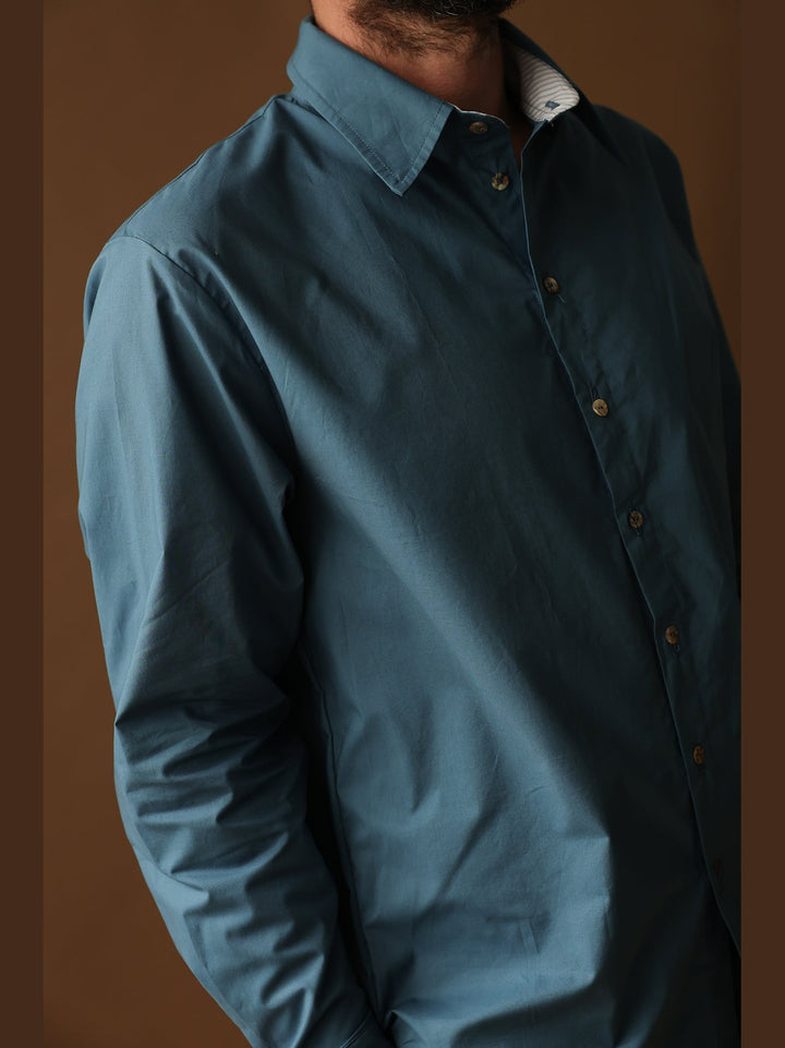 GENE - The Organic Cotton Line Shirt — Slate Blue - Fashion Roots