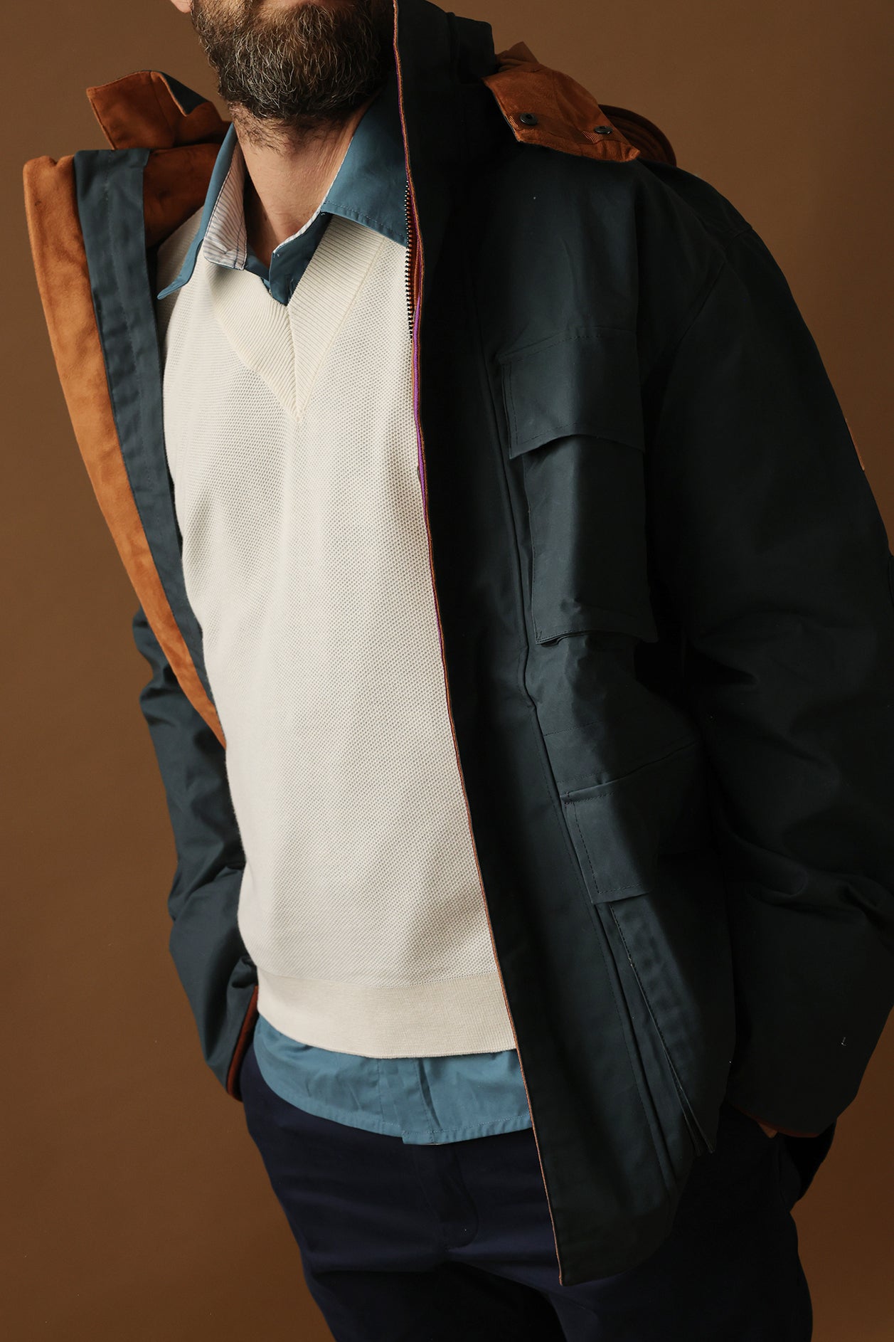 Ivory Frame V-Neck Sweater