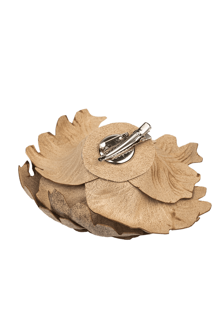 BROCHE MOYENNE ROSE BEIGE ASPECT DAIM