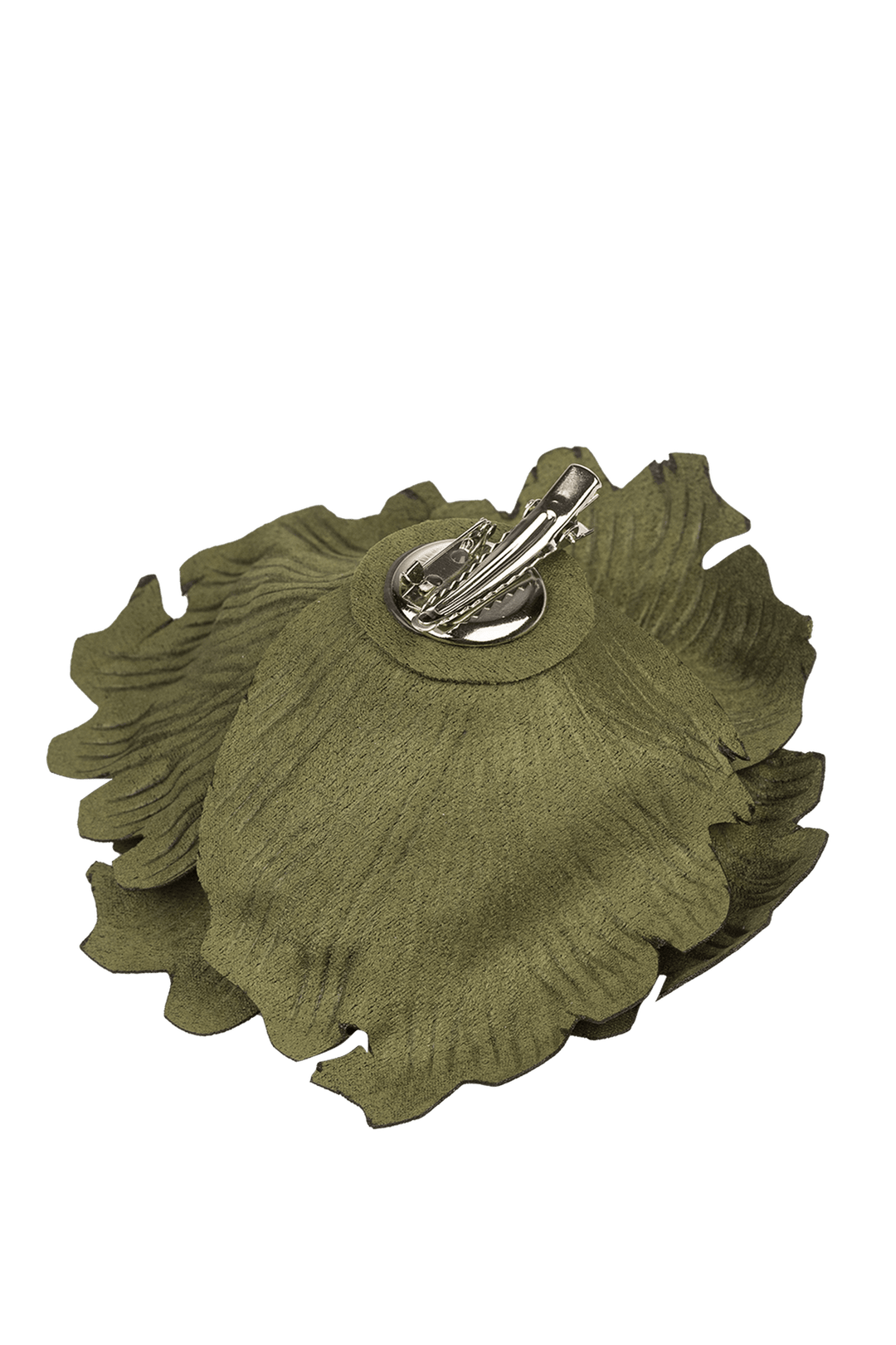 MEDIUM SUEDE-LOOK GREEN ROSE BROOCH - Fashion Roots