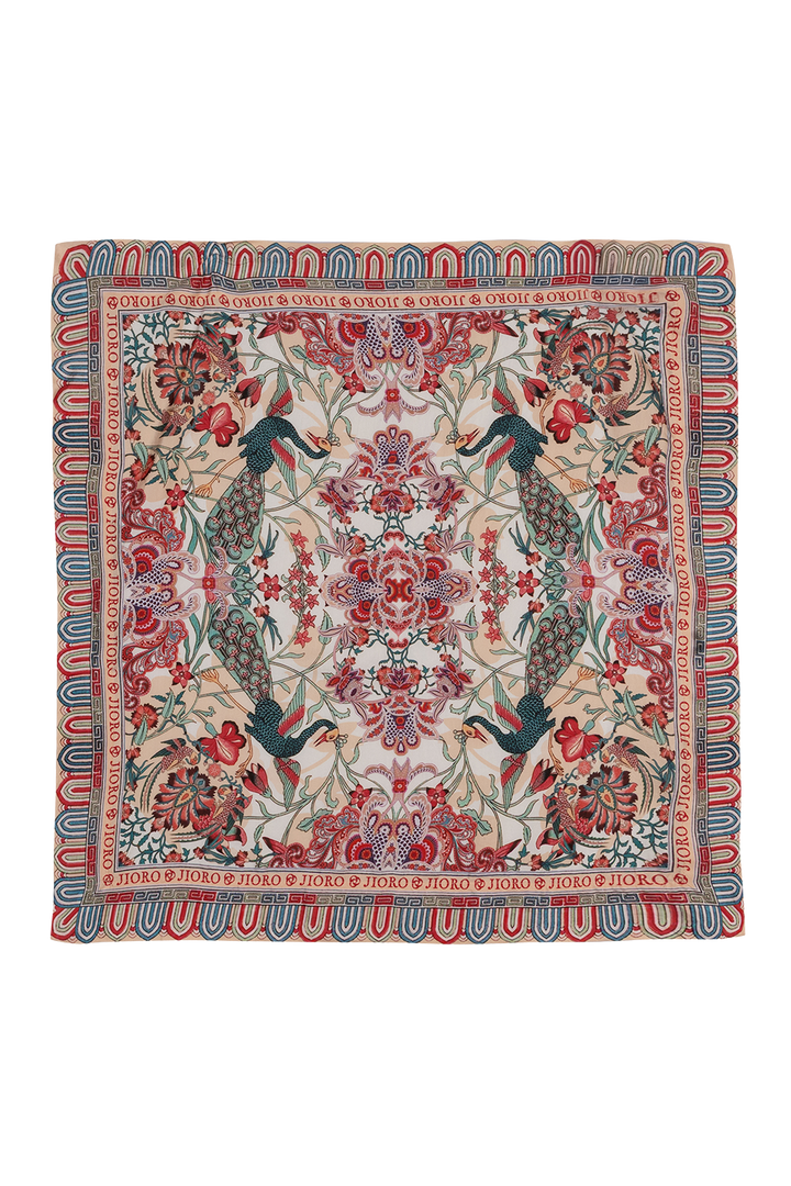 SQUARE VISCOSE HEADSCARF - PAISLEY RED JIORO КВАДРАТНА КЪРПА ЗА ГЛАВА ОТ ВИСКОЗА - PAISLEY RED JIORO 
