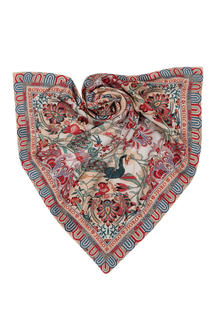 SQUARE VISCOSE HEADSCARF - PAISLEY RED JIORO КВАДРАТНА КЪРПА ЗА ГЛАВА ОТ ВИСКОЗА - PAISLEY RED JIORO 