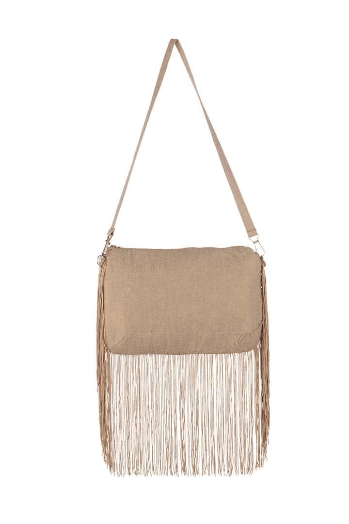 CLUTCH IN GOLDEN LINEN - ESSENTIALS JIORO КЛЪЧ ОТ ЗЛАТИСТ ЛЕН - ESSENTIALS JIORO