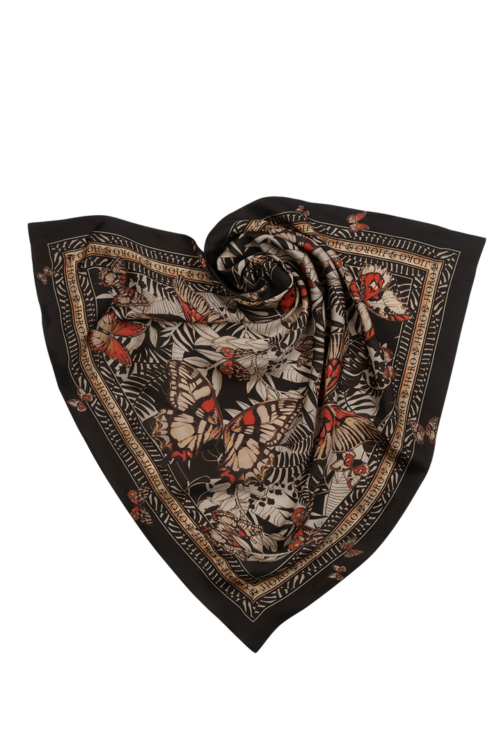 SQUARE VISCOSE HEADSCARF - MIDNIGHT BUTTERFLIES - Fashion Roots