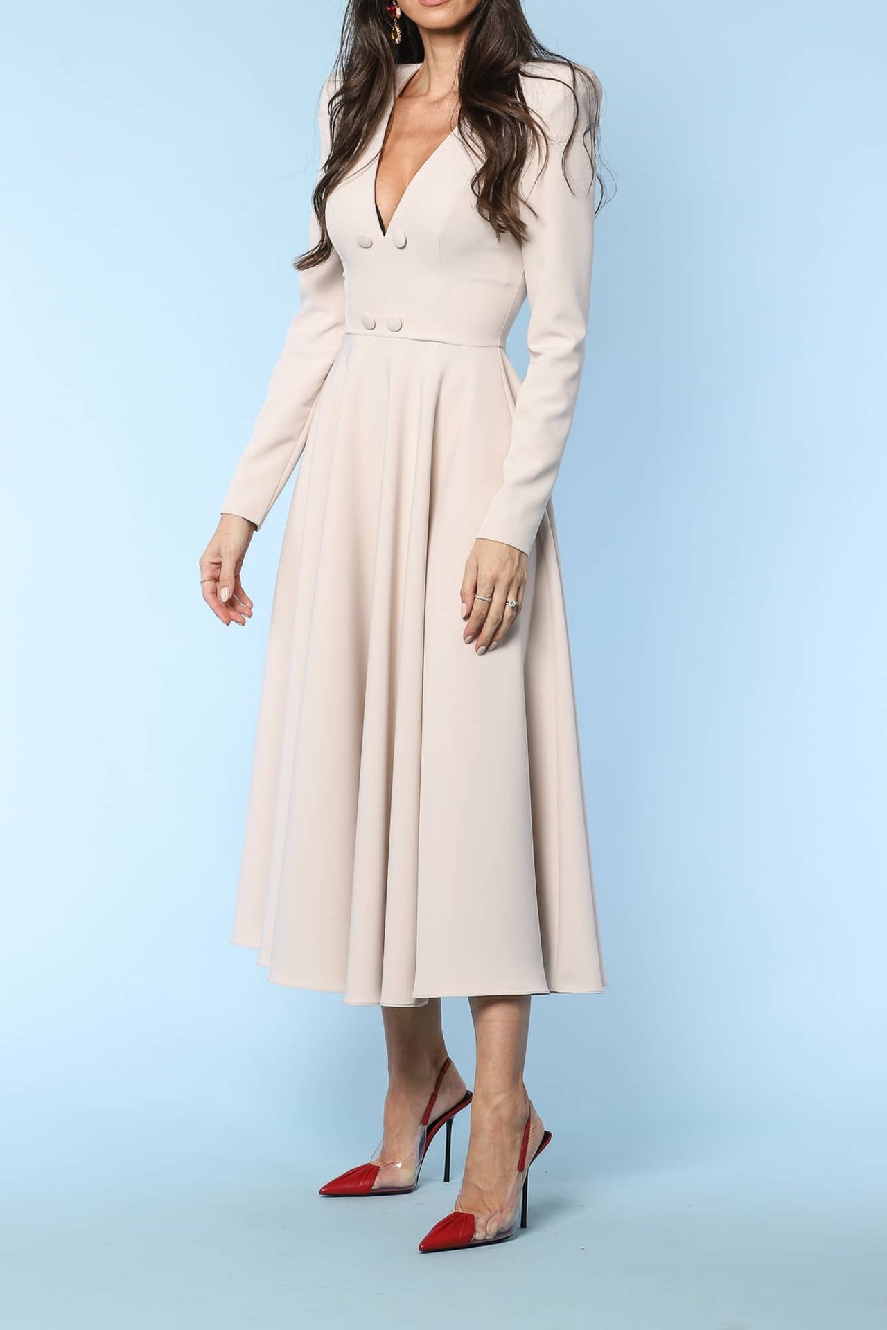 ROBE MIDI LIGNE A AVEC BOUTONS YVN MOVIE STAR