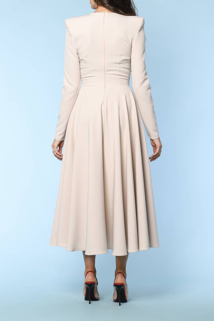 YVN MOVIE STAR A-LINE BUTTONS DETAILS MIDI DRESS - Fashion Roots