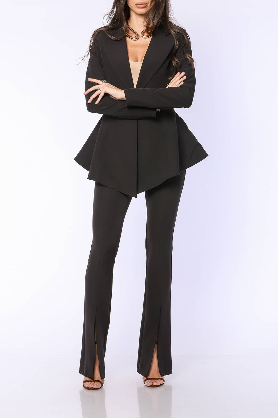 YVN FRONT SLIT FLARED PANTS - Fashion Roots