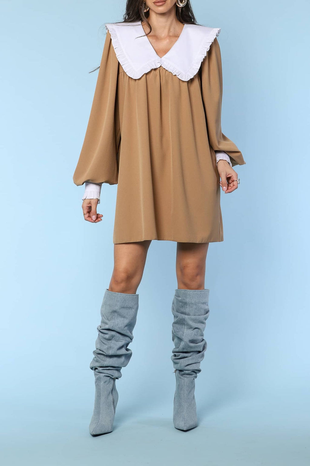 YVN MINI-ROBE SOPHISTIQUÉE À COL CONTRASTÉ