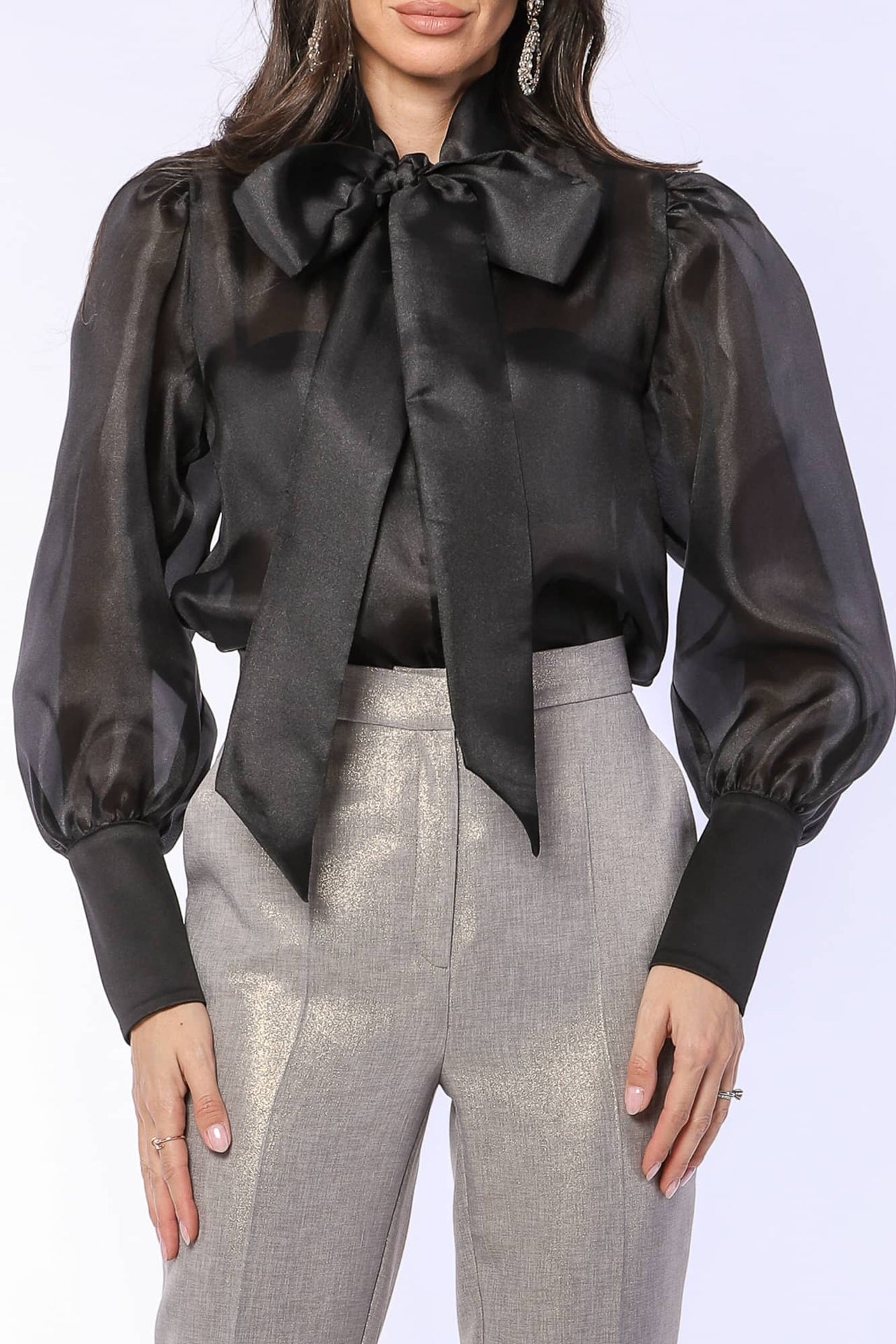 CHEMISE À NŒUD EN ORGANZA DE STYLE VICTORIEN YVN