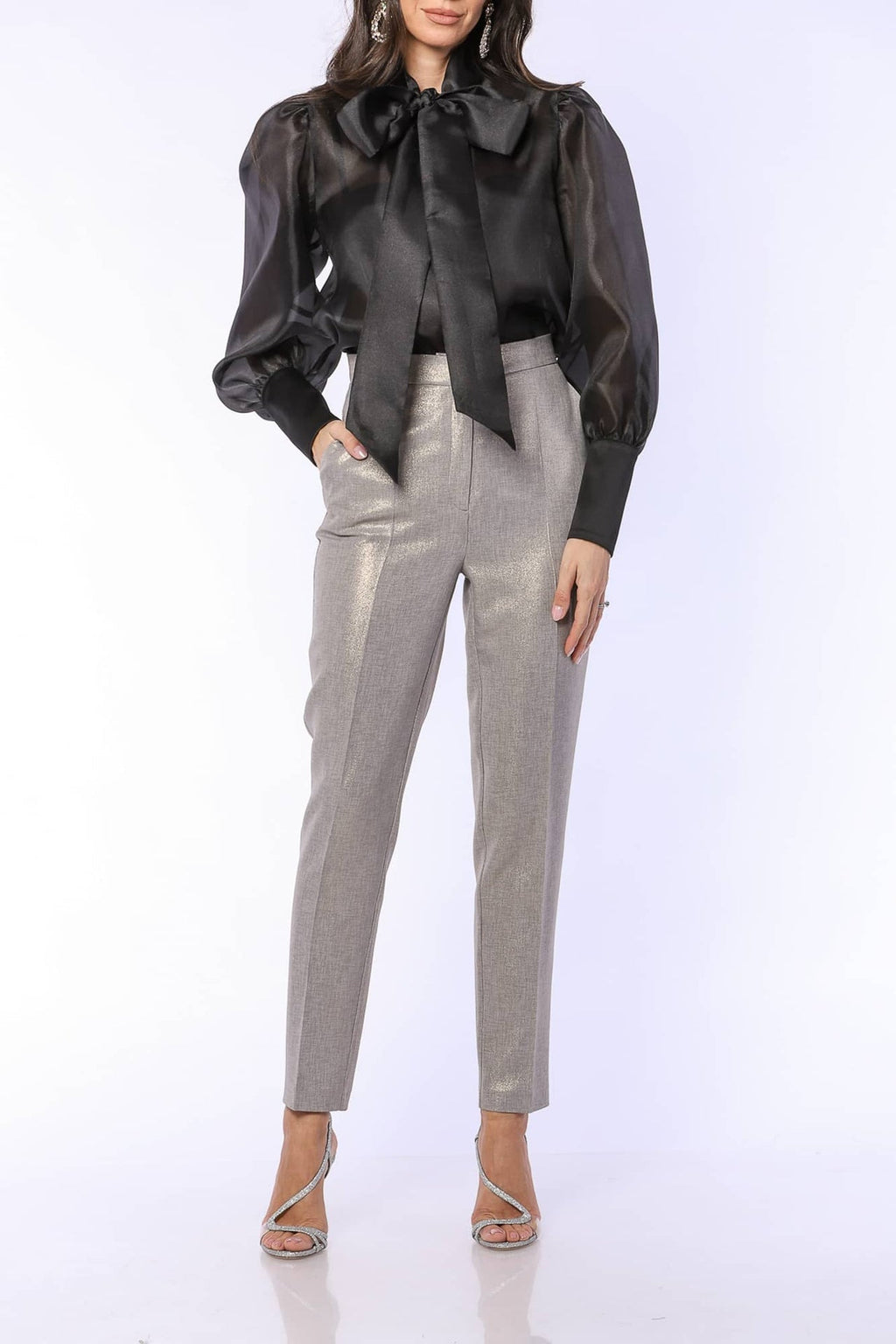 YVN ORGANZA VICTORIAN STYLE BOW SHIRT