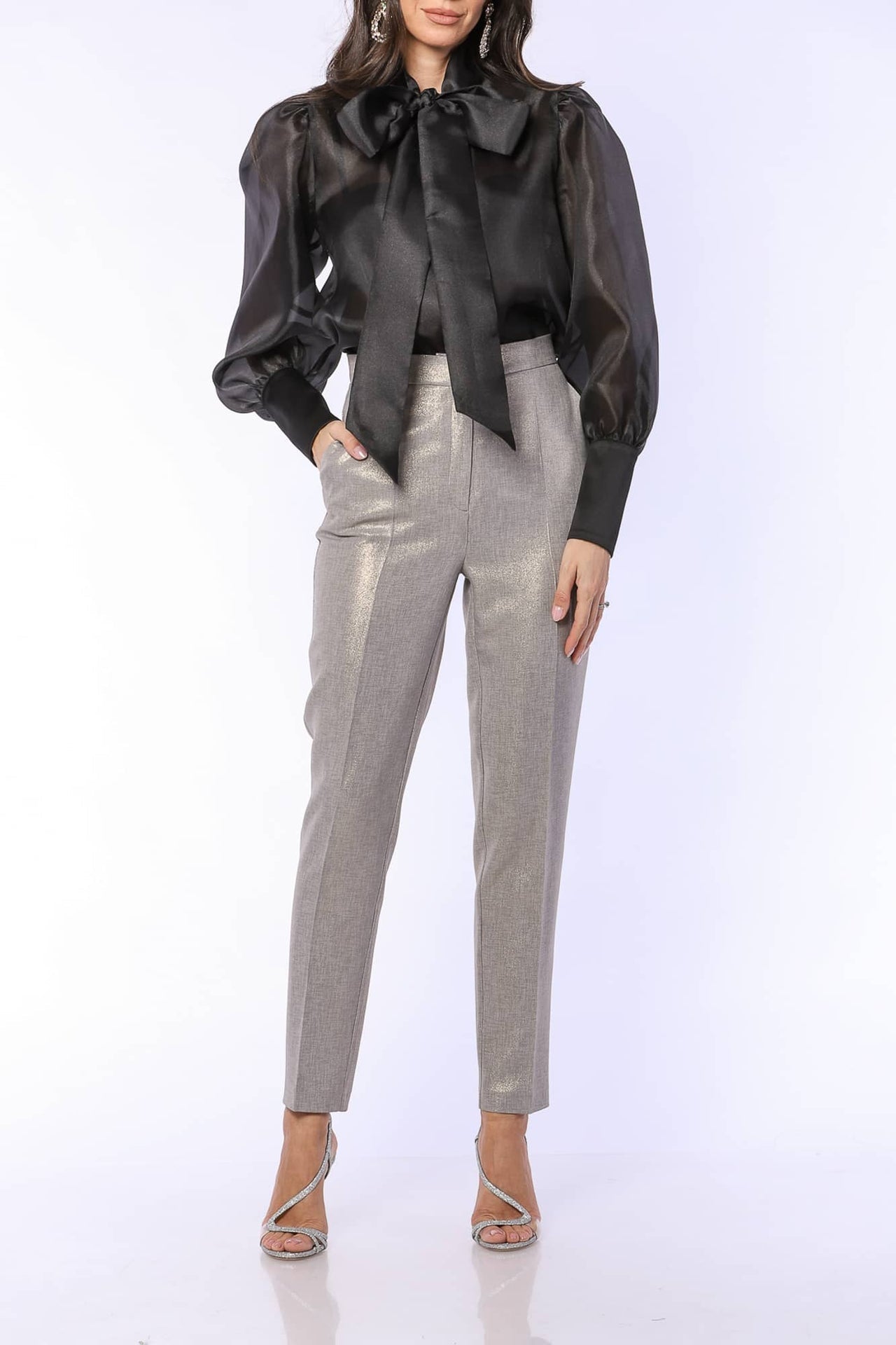 CHEMISE À NŒUD EN ORGANZA DE STYLE VICTORIEN YVN