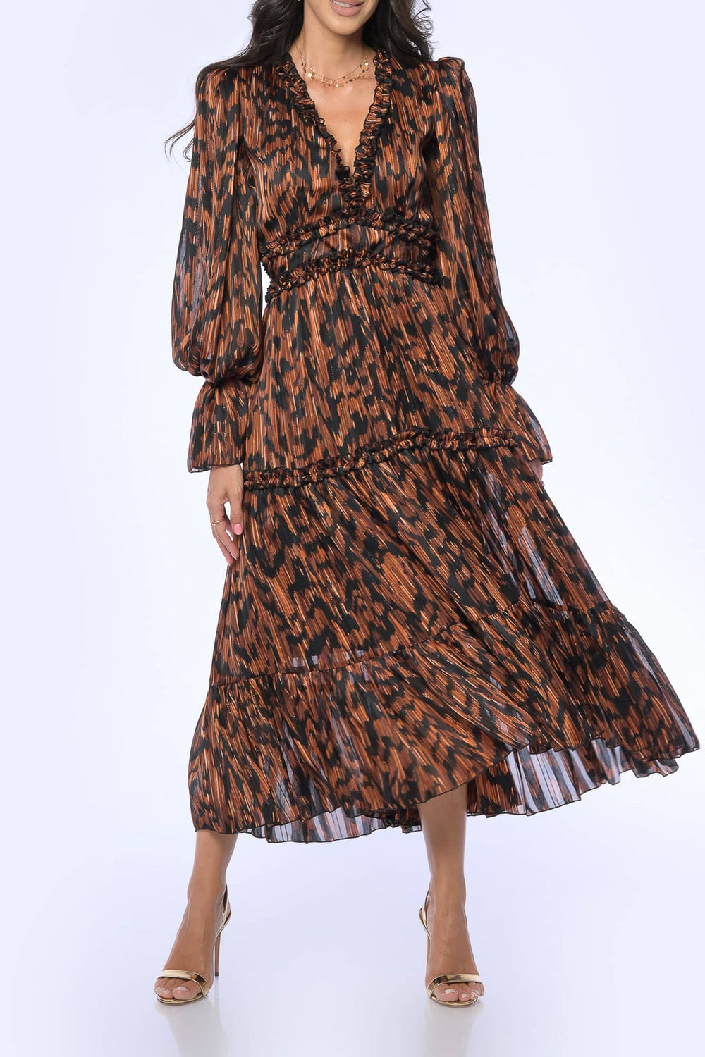 YVN PUMPKIN SPICE MIDI DRESS - Fashion Roots