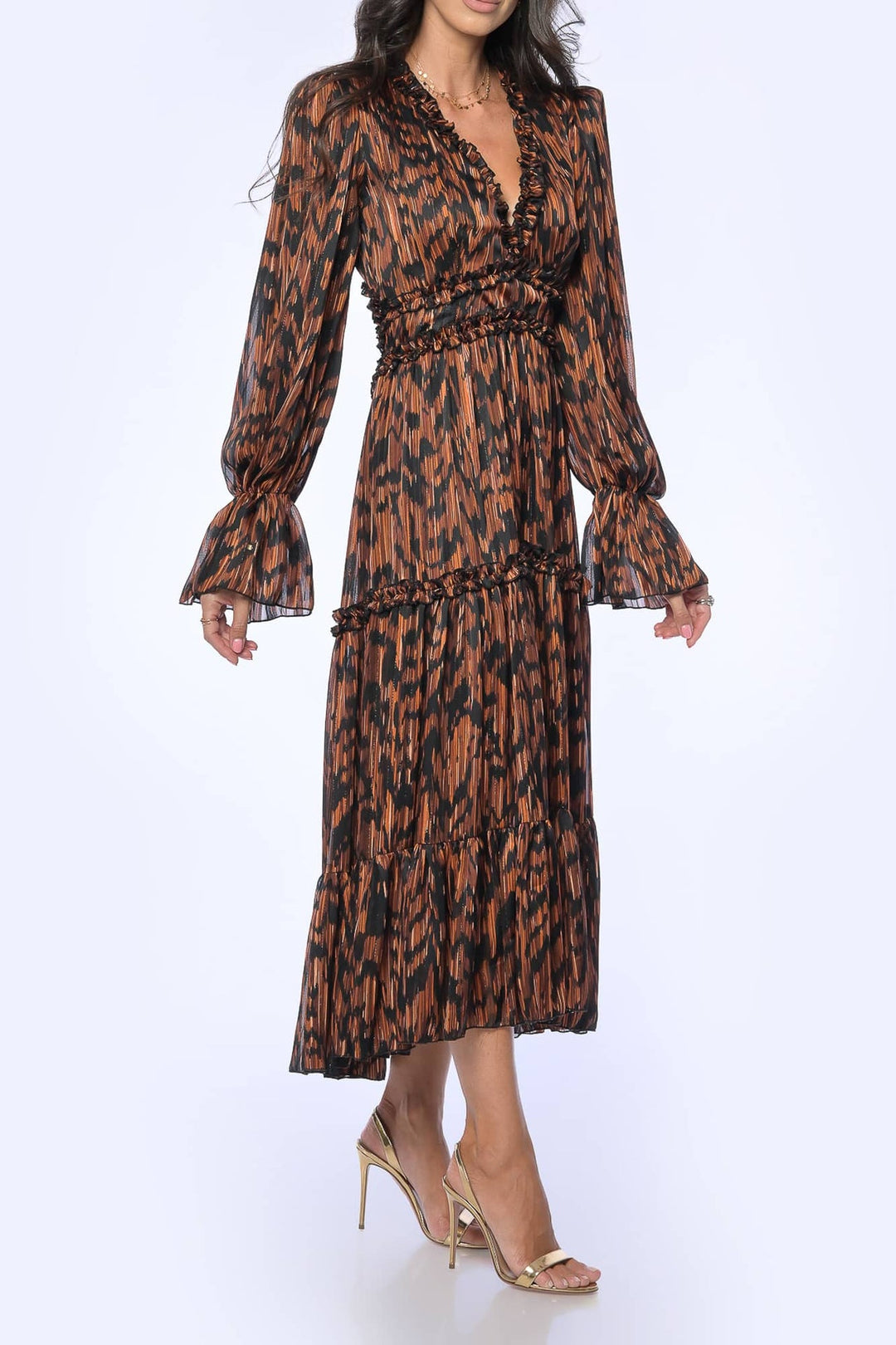 YVN PUMPKIN SPICE MIDI DRESS - Fashion Roots