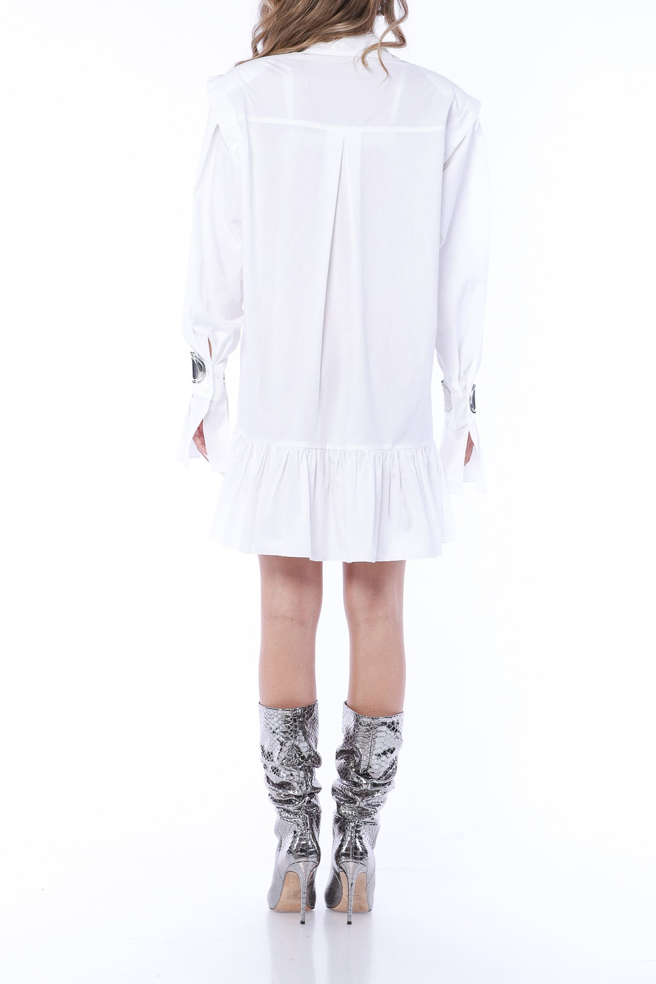 YVN MINI ROBE-CHEMISE À MANCHES BOUFFANTES