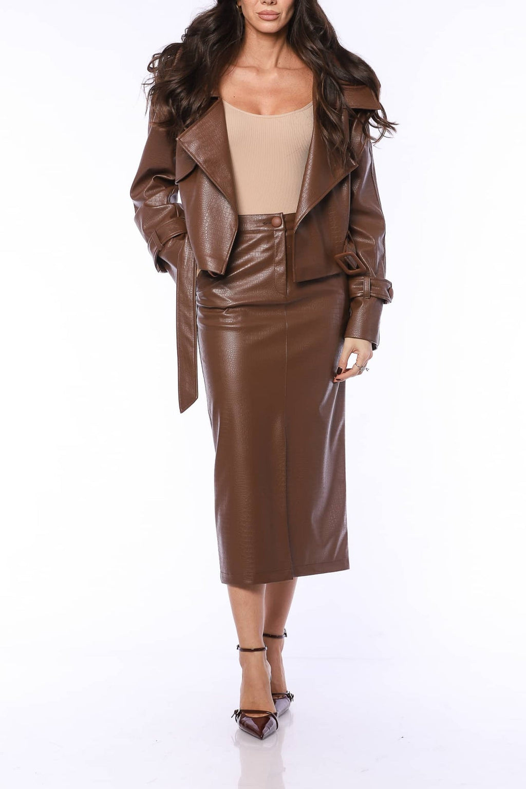 JUPE MIDI YVN TABACCO