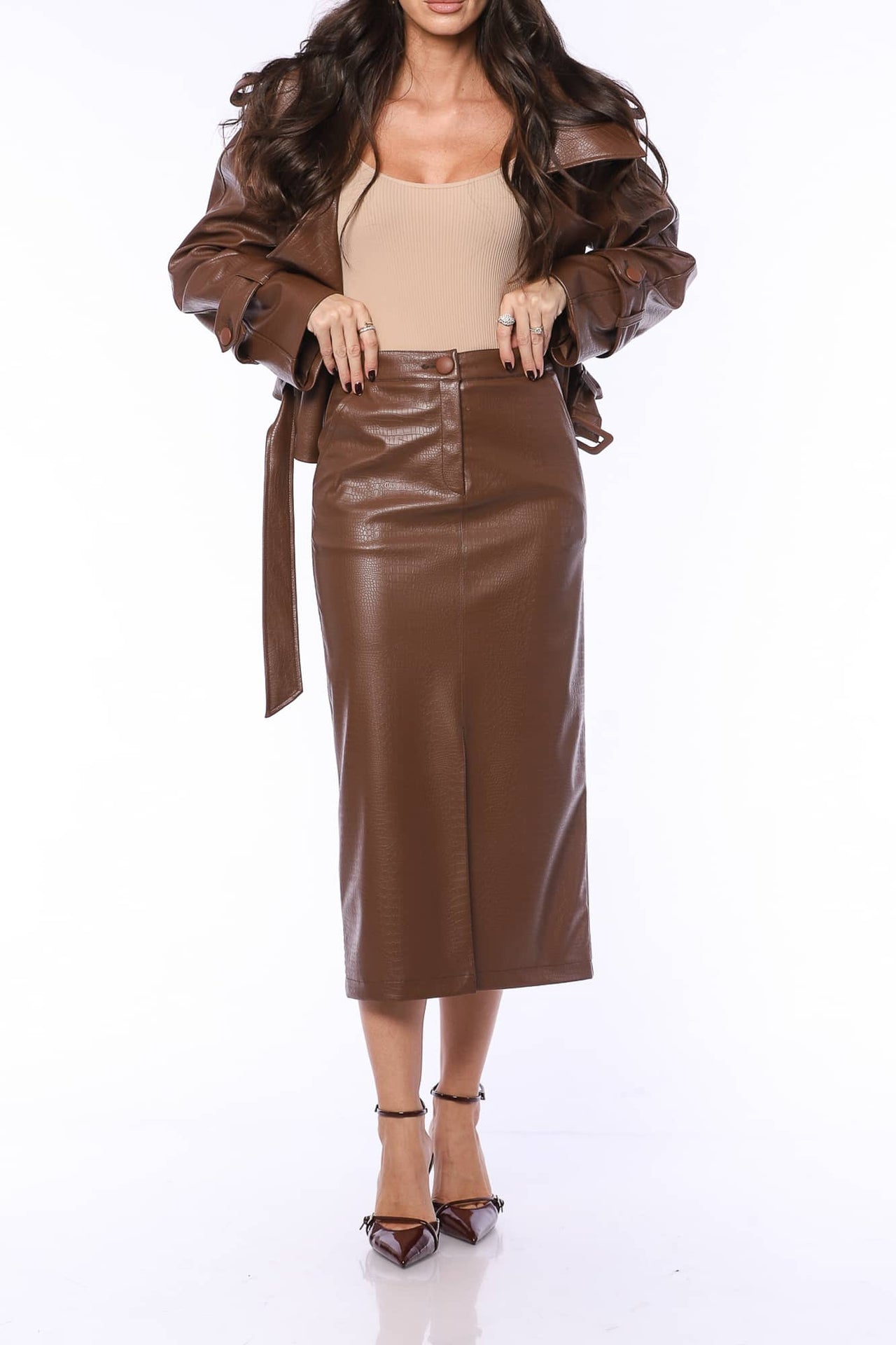 JUPE MIDI YVN TABACCO