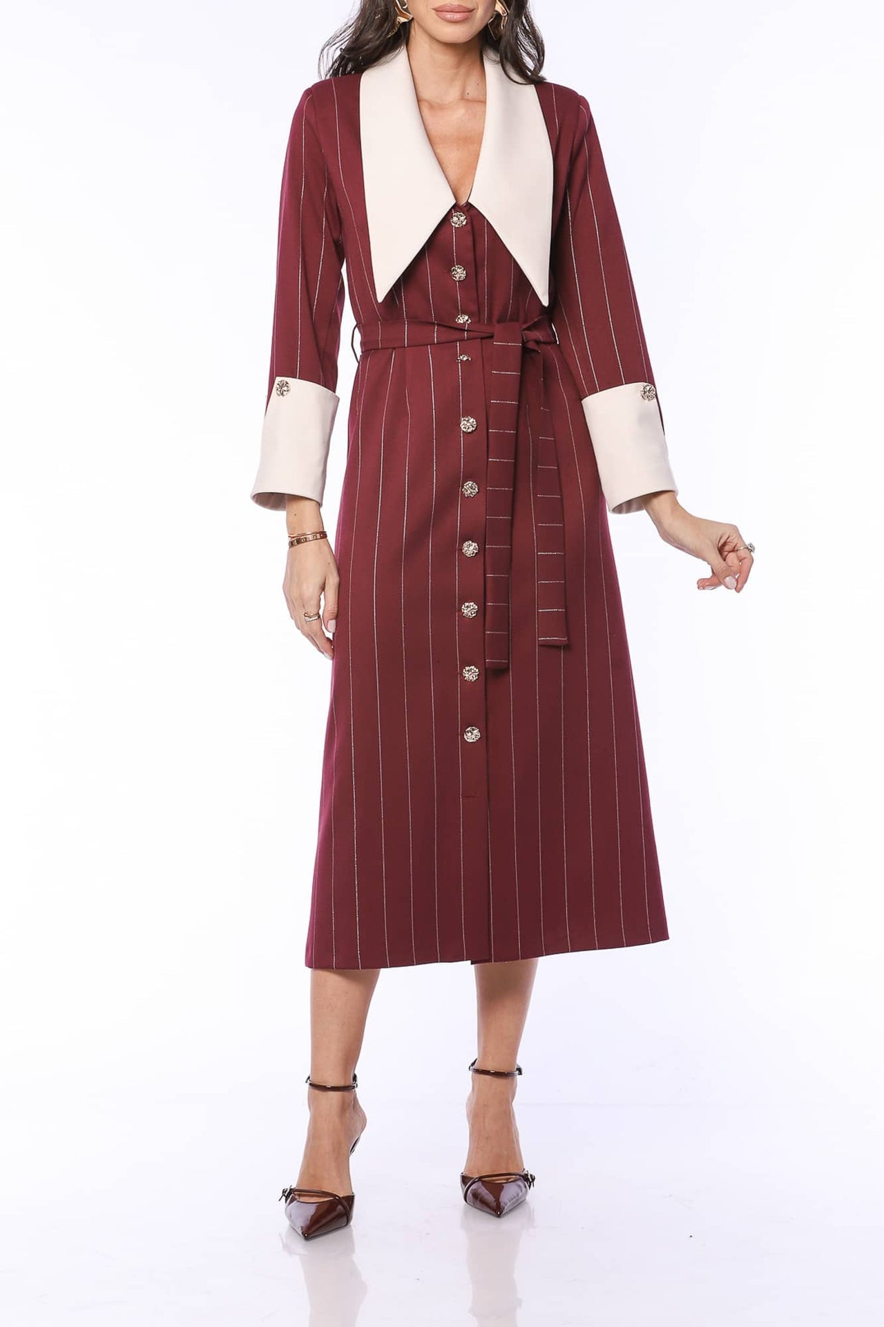 Robe mi-longue à col pointu YVN Vintage Charm