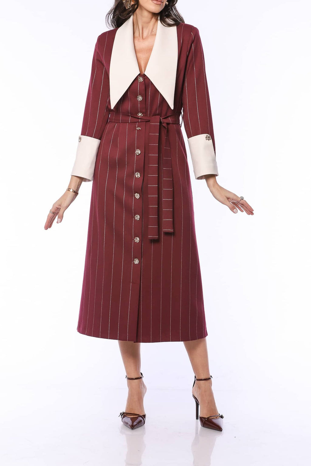 Robe mi-longue à col pointu YVN Vintage Charm