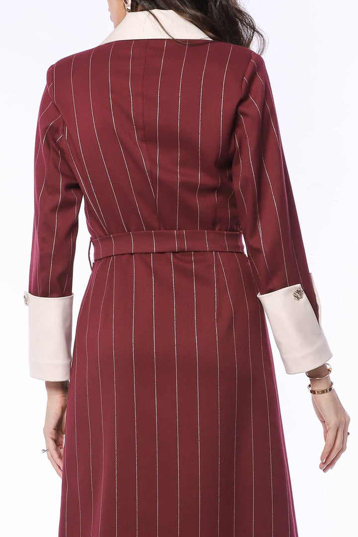 YVN Vintage Charm Pointed Collar Midi Dress - Fashion Roots
