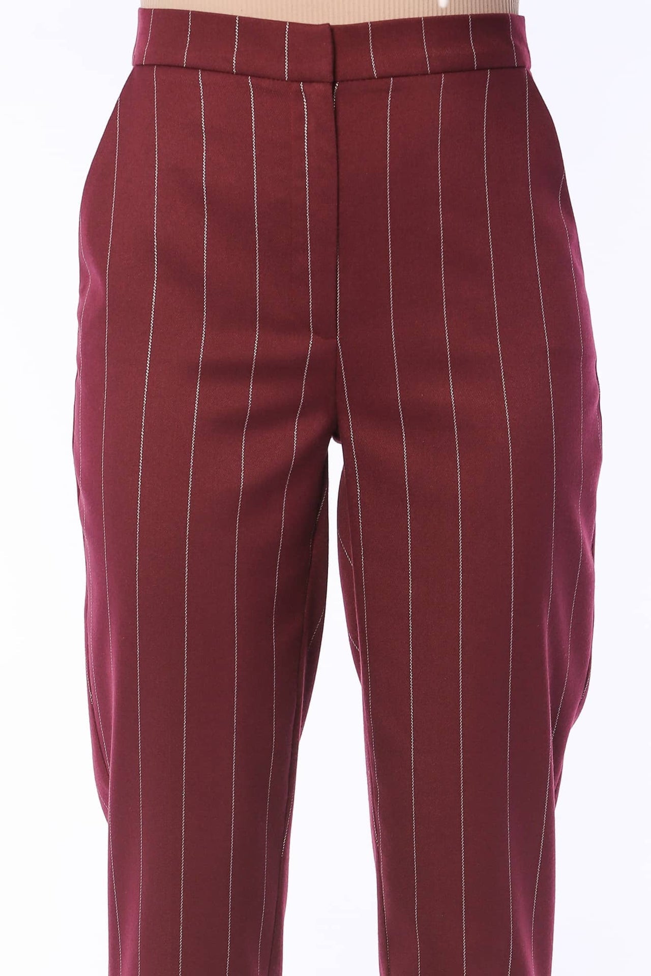 Pantalon droit à rayures sophistiqué