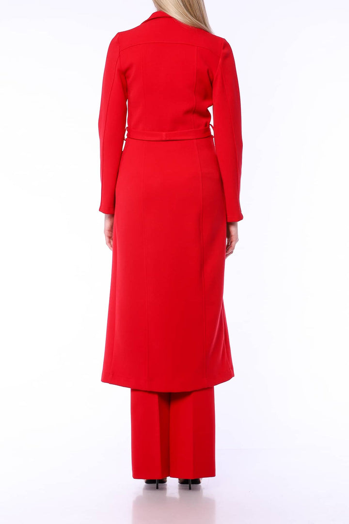 YVN RED GLAMOUR TRENCH COAT DRESS - Fashion Roots