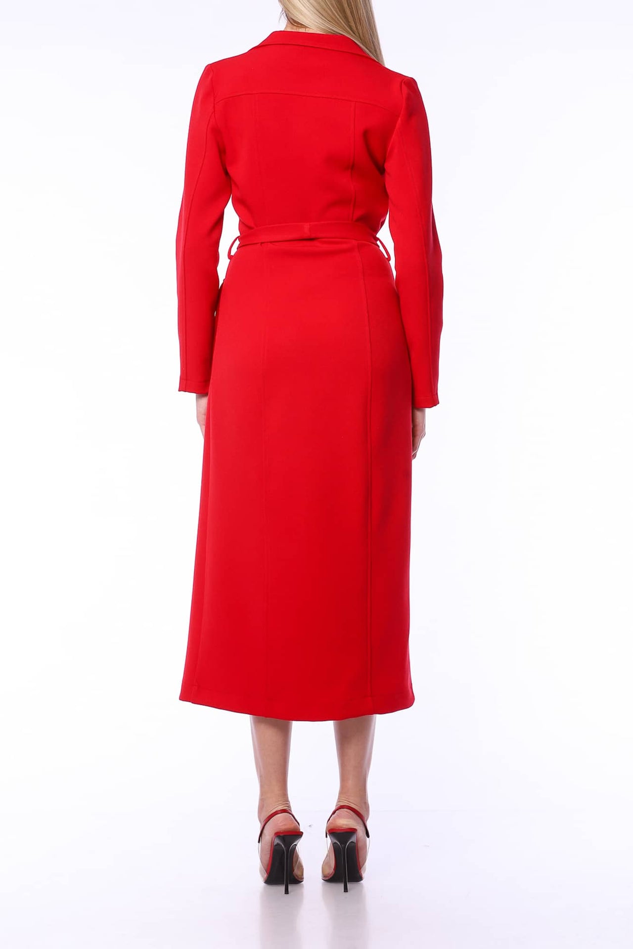 YVN RED GLAMOUR TRENCH COAT DRESS