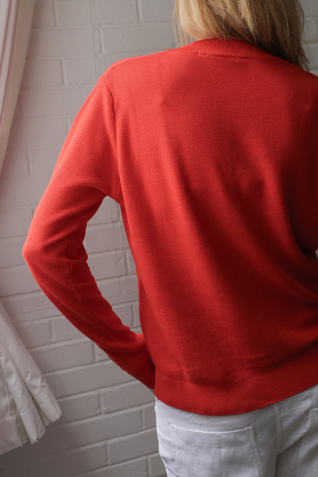 Burnt Orange Frame V-Neck Sweater