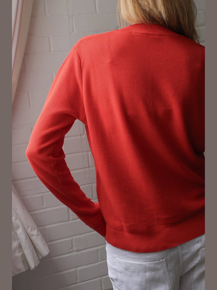 GENE - Burnt Orange Frame V-Neck Sweater - Fashion Roots