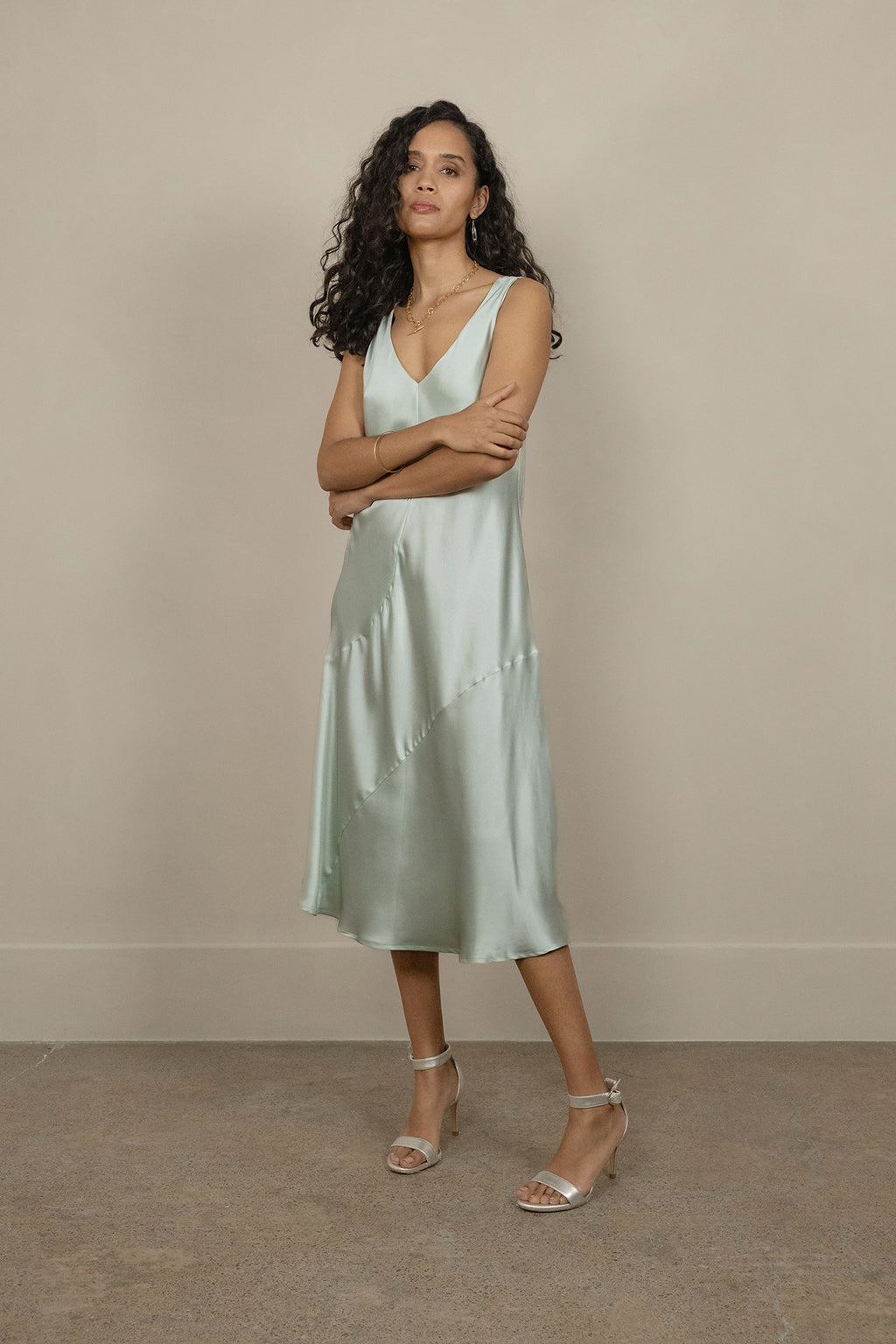 ROBE EN SOIE COL V CAMILLE 