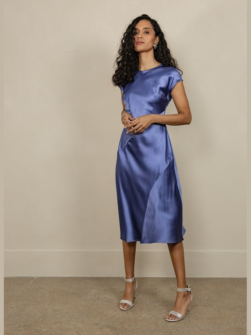 LORA GENE - CHLOE BIAS-CUT SILK DRESS - Fashion Roots