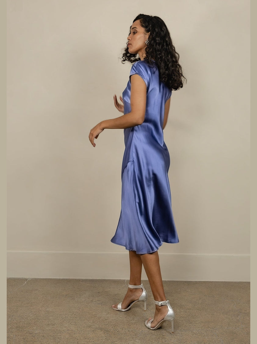 LORA GENE - CHLOE BIAS-CUT SILK DRESS - Fashion Roots