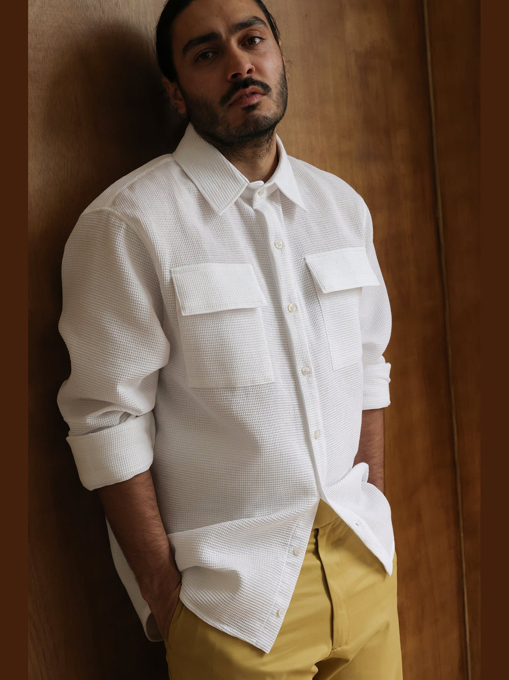 GENE - White Cove Cotton Piqué Classic Shirt - Fashion Roots