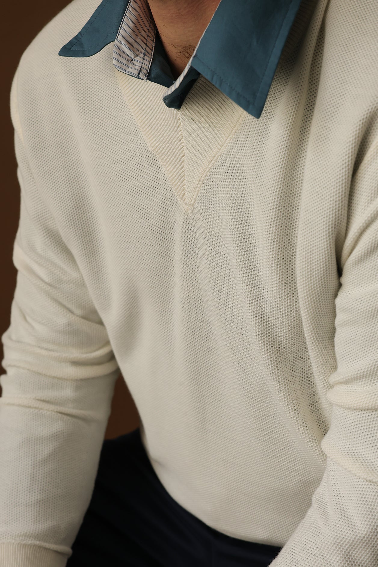 Ivory Frame V-Neck Sweater