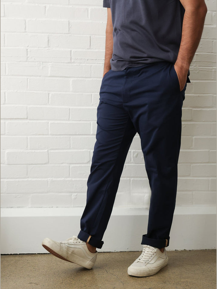 GENE - Midnight Blue Jude Cotton Trousers - Fashion Roots