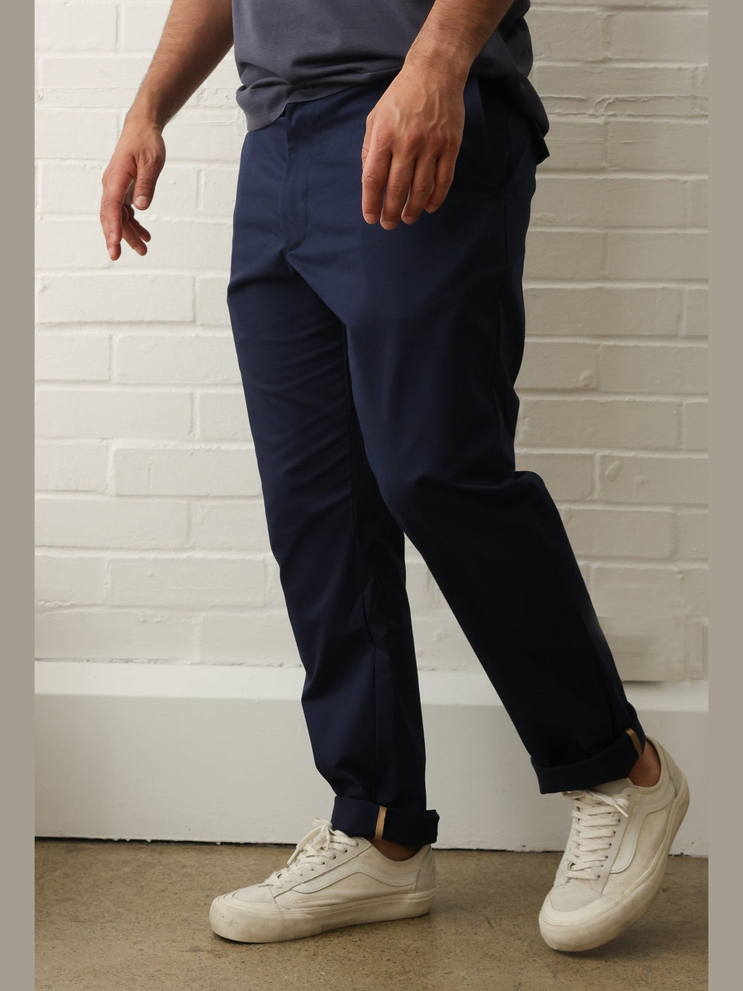 GENE - Midnight Blue Jude Cotton Trousers - Fashion Roots