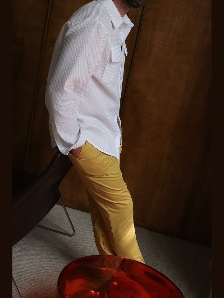 GENE - White Cove Cotton Piqué Classic Shirt - Fashion Roots
