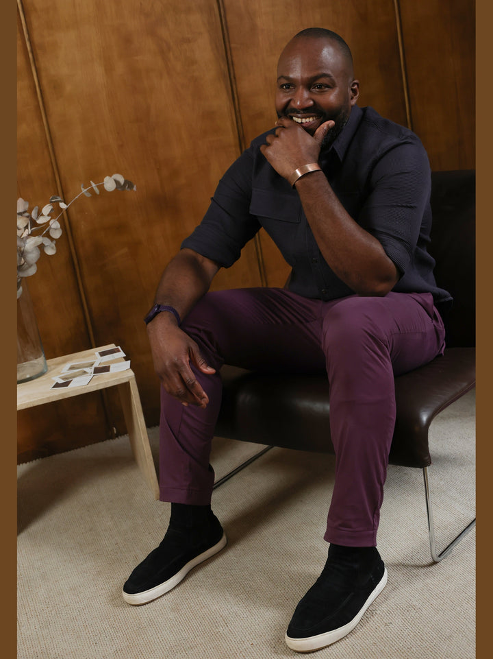 GENE - Fig Smoke Jude Cotton Trousers - Fashion Roots