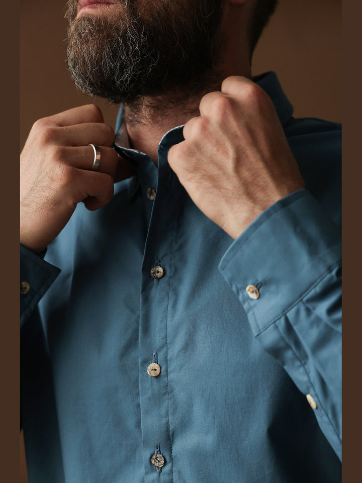 GENE - The Organic Cotton Line Shirt — Slate Blue - Fashion Roots
