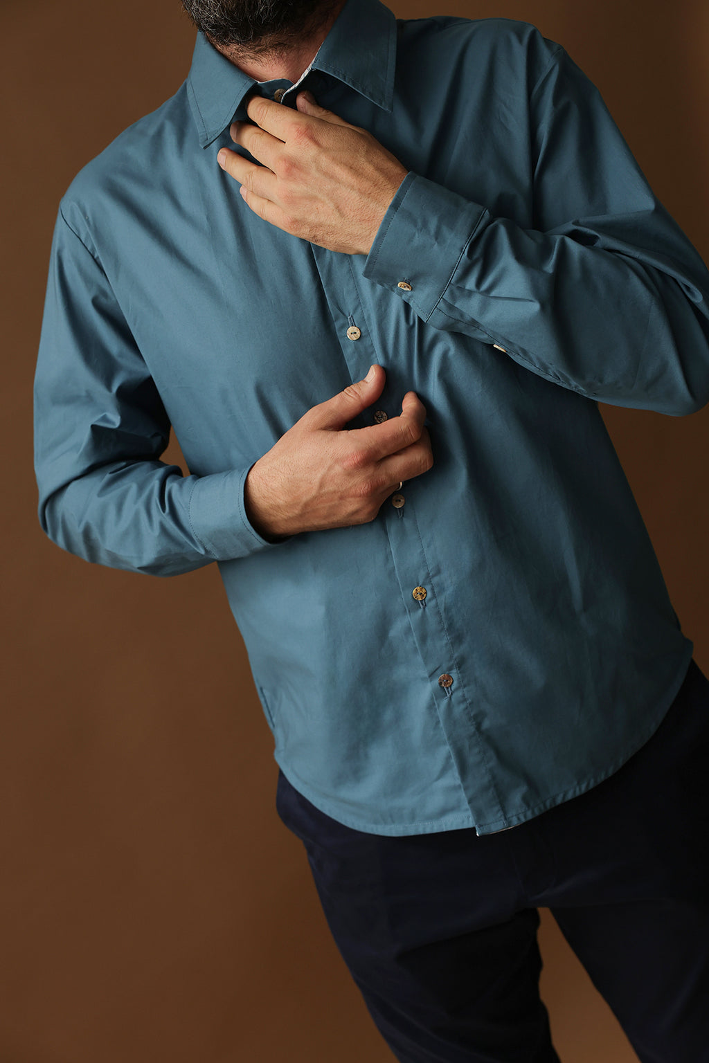 The Organic Cotton Line Shirt — Slate Blue